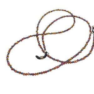 Crystal beaded eyeglass chain, hematite black and iridescent metallics